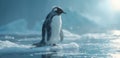 A penguin standing on top of an ice floer Royalty Free Stock Photo