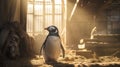 Dreamy Penguin In Barn: Emotive Storytelling With Photorealistic Rendering