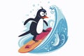 Penguin surfer Vector art, Hawaiian style