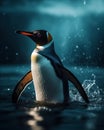 Penguin swimming in water