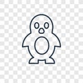 Penguin toy concept vector linear icon isolated on transparent b