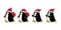 Penguin vector christmas santa claus hat icon bird logo running cartoon character doodle illustration symbol design isolated Royalty Free Stock Photo