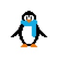 Penguin vector icon. Cute colorful pixel art design