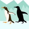 Penguin vector illustration flat style black silhouette profile Royalty Free Stock Photo