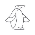 Penguin vector line icon, sign, illustration on background, editable strokes Royalty Free Stock Photo