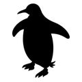 Penguin Walking. Free Vector. Black Bird Silhouette Against White Background No Sky. Royalty Free Stock Photo