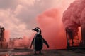 The penguin was smothered in thick oil smoke from a large. Generative AI
