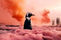 The penguin was smothered in thick oil smoke from a large. Generative AI