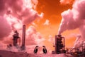 The penguin was smothered in thick oil smoke from a large. Generative AI