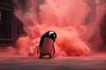 The penguin was smothered in thick oil smoke from a large. Generative AI