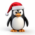 Shiny Penguin Santa Hat Rendered In Maya On White Background Royalty Free Stock Photo