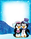 Penguin wedding theme frame 1