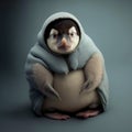 penguin wrapped in a blanket in full growth 3d ai generation