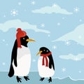 Penguines in winter Royalty Free Stock Photo