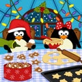 Penguins bake Christmas cookies