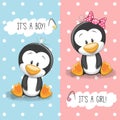 Penguins boy and girl Royalty Free Stock Photo