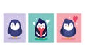 Penguins cartoon character bird animal hearts decoration banner