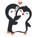 Penguins Couple hug with heart Royalty Free Stock Photo