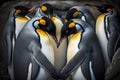 Penguins forming a heart. Generative AI. Royalty Free Stock Photo