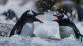 Penguins in Heated Debate art Royalty Free Stock Photo