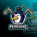 Penguins Hockey Animal Team Badge Royalty Free Stock Photo