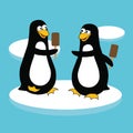 Penguins with ice lolly