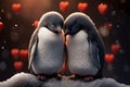 Penguins love on postcard embodies 14th Februarys romantic essence