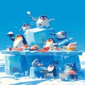 Penguins\' Picnic on Iceberg, Arctic Fun