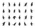 Penguins silhouette, Penguin clipart, Penguin vector illustration.