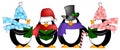 Penguins Singing Christmas Carol Cartoon Clipart Royalty Free Stock Photo