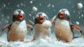 Penguins in the snow. Funny penguin. 3d illustration Generative AI