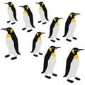 Penguins Surface Pattern, King Penguins Winter Repeat Pattern Emperor Penguins  for Textile Design, Fabric Printing, Statio Royalty Free Stock Photo