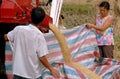 Pengzhou, China: Farmers Harvesting Rice Royalty Free Stock Photo