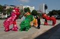 Pengzhou, China: Lion Dancers Rehearsing