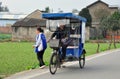 Pengzhou, China: Pedicab Taxi on Country Road