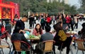 Pengzhou, China: People Sipping Tea & Dancing