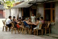 Pengzhou, China: Playing Mahjong on Hua Lu