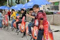 Pengzhou, China: Teenagers on Bicycles