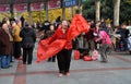 Pengzhou, China: Woman Singing with Red Silks Royalty Free Stock Photo