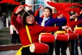 Pengzhou, China: Women's Waist Drum Band Royalty Free Stock Photo