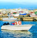 Peniche harbor, fishing boats, docks Royalty Free Stock Photo