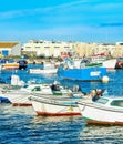 Peniche harbor,fishing boats, Portugal Royalty Free Stock Photo