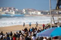 Peniche, Portugal - Oct 25th 2017 - A surfer running at the sand during the World Surf League`s 2017 MEO Rip Curl Pro Portugal su