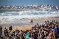 Peniche, Portugal - Oct 25th 2017 - A surfer running at the sand during the World Surf League`s 2017 MEO Rip Curl Pro Portugal su