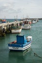 Peniche, Portugal: pier berthing of the artesanal fishing port Royalty Free Stock Photo