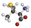 Penicillamine drug molecule. Used as chelating agent and in treatment of rheumatoid arthritis. Atoms are represented as spheres.