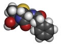 Penicillin G benzylpenicillin antibiotic drug molecule. Used to treat bacterial infections; belongs to beta-lactam class.