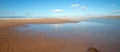 Peninsula of sand between Pacific ocean and the Santa Maria river at the Rancho Guadalupe Sand Dunes Preserve on the central coast Royalty Free Stock Photo