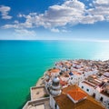 Peniscola beach and Village aerial view in Castellon Spain