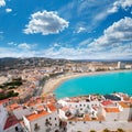 Peniscola beach and Village aerial view in Castellon Spain Royalty Free Stock Photo